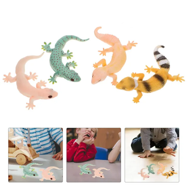 4Pcs Simulation Lizard Figurine Plastic Lizard Toy Reptile Animal Model Prank