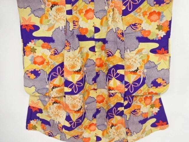 43729# Japanese Kimono / Antique Kimono For Girls / Mari Ball With Peony & K