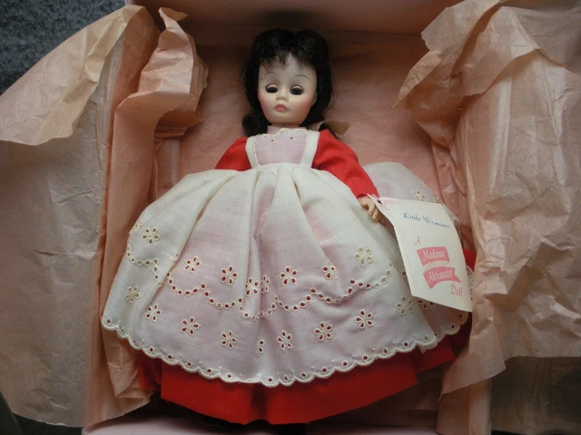 VTG Madame Alexander Little Women Jo Doll Red White Dress Rooted Hair Sleepy Eye