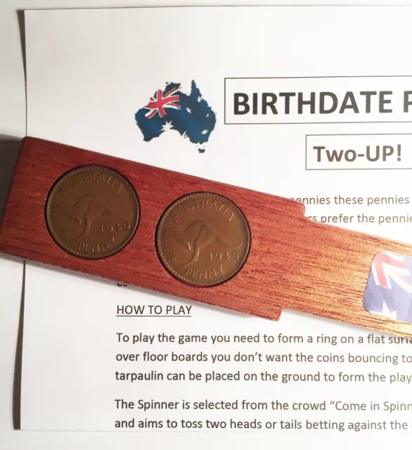 1949 Birthdate Penny Two-Up Set With 2 Australian Pennys/Coins Great Gift