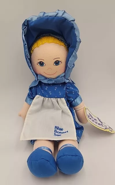 Vintage Blue Bonnet Maragine Sue Doll Plush Advertising With Tag 1986