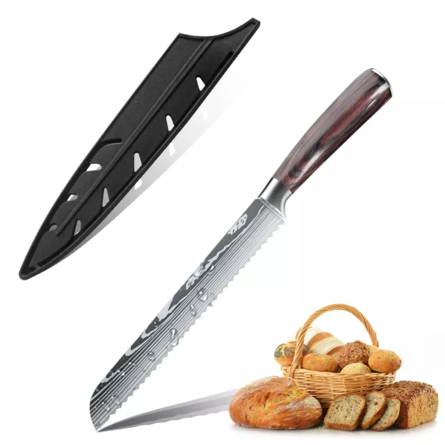 Bread Knife 8 " Serrated Bread Cutter chef Kitchen High Carbon Stainless Steel