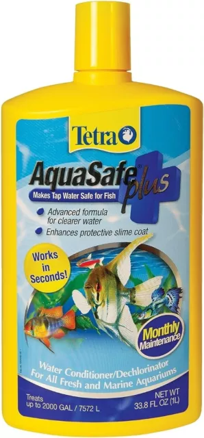 Tetra AquaSafe Plus Water Conditioner & Dechlorinator, 33.8 oz...