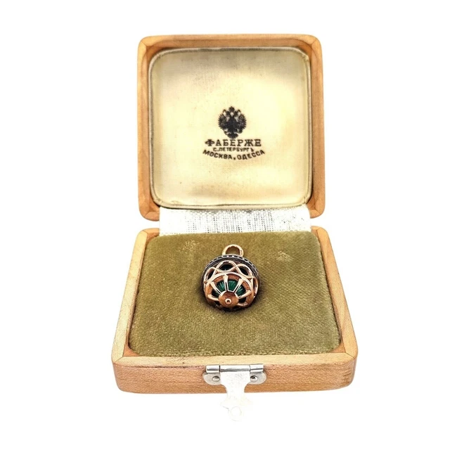 FABERGE Antique Imperial RUSSIAN Gold Enamel EGG Pendant 56 gold. FABERGE Antique Imperial RUSSIAN Gold Enamel EGG Pendant 56 gold.