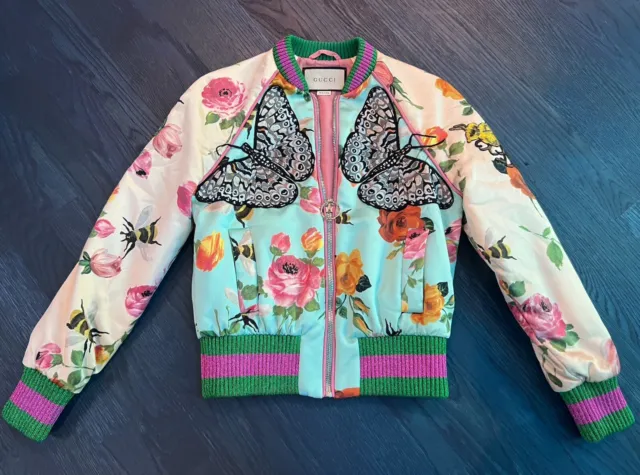 Gucci embroidered butterfly bomber jacket