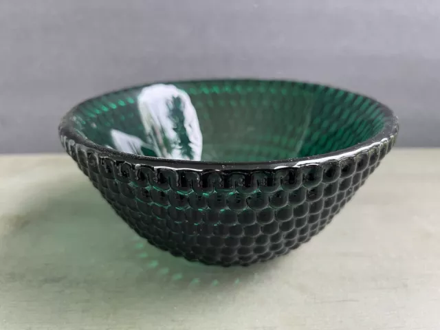 BLENKO Handmade Emerald Green Glass Bubble Dots Bowl