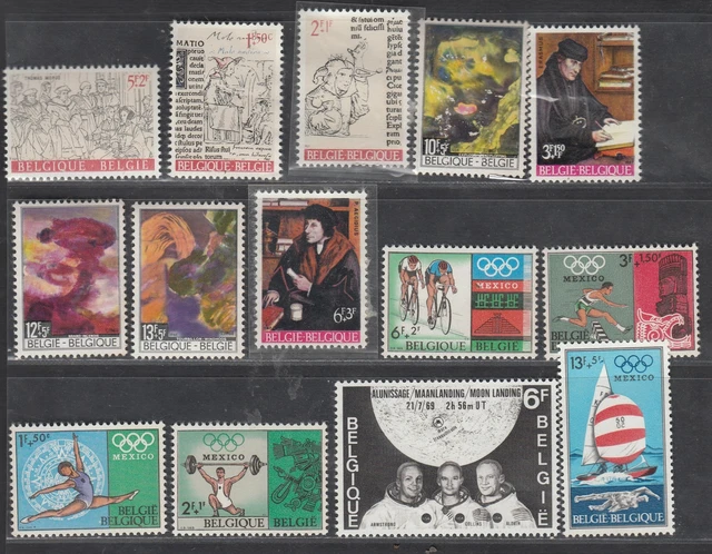 Belgique Jeux Olympiques Mexico Lune Atterrissage Tableaux 14v Fin Mint Timbres