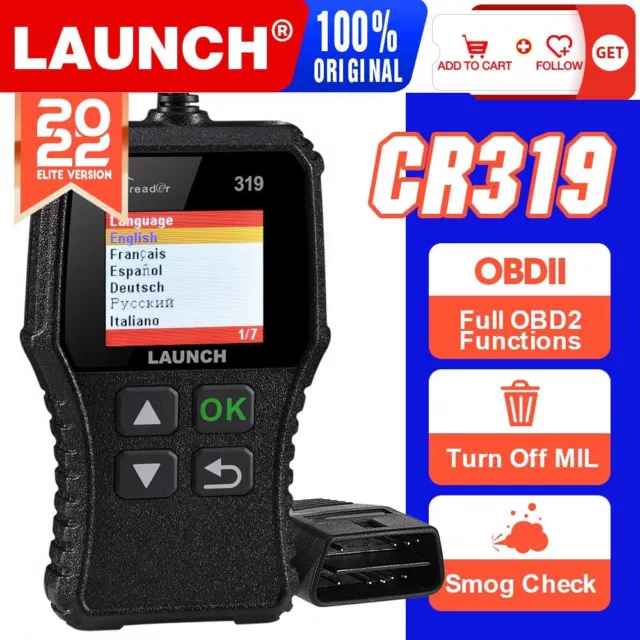 LAUNCH CR319 OBD2 Scanner OBD Code Reader Car Check Engine Fault Diagnostic Tool