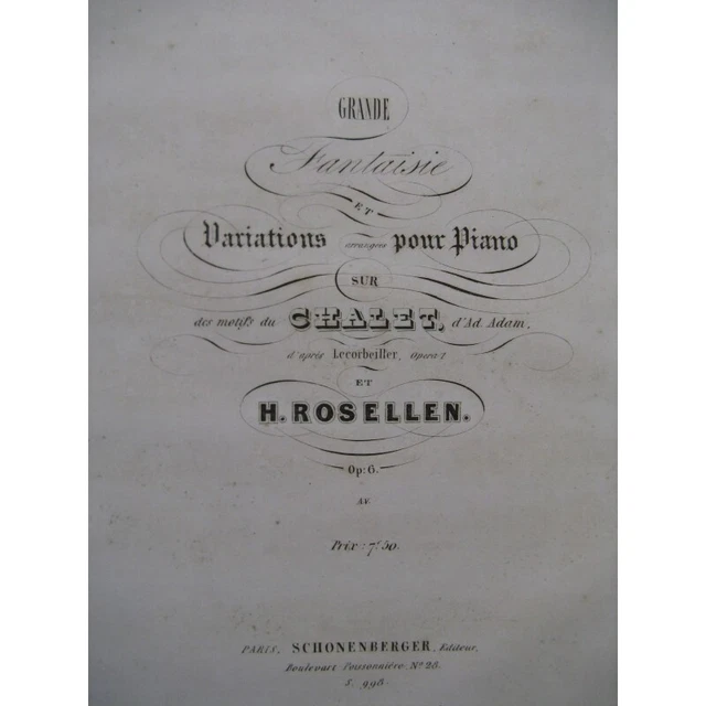 ROSELLEN Henri Grande Fantaisie Piano ca1840