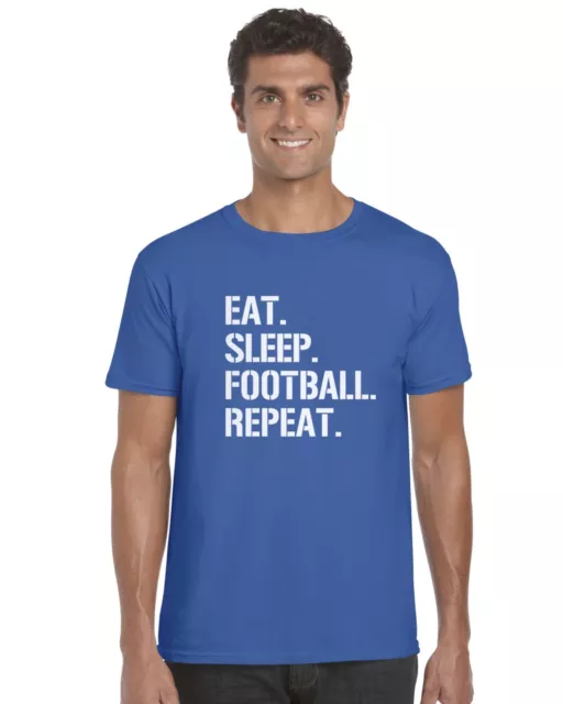 Eat Sleep Football Repeat Adults T-Shirt Tee Top Footy Gift New Funny Birthday