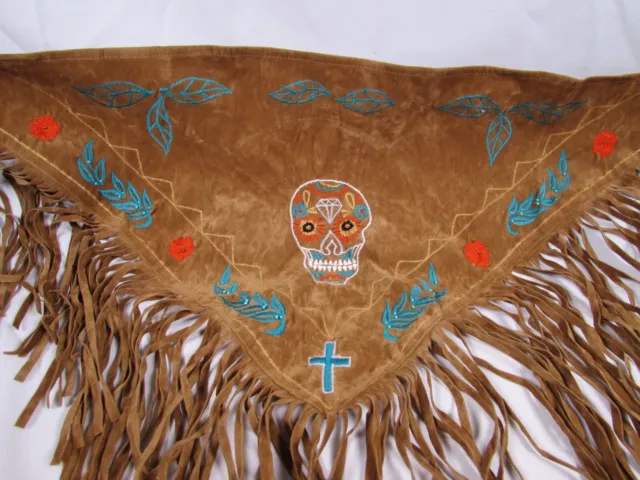 Dia de Los Muertos Day of the Dead Sugar Skull Women’s Scarf Faux Suede Triangle 2