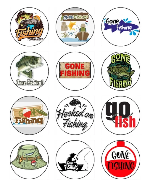 FISHING CUPCAKE TOPPERS Edible Icing Image Birthday Cake Decoration 12