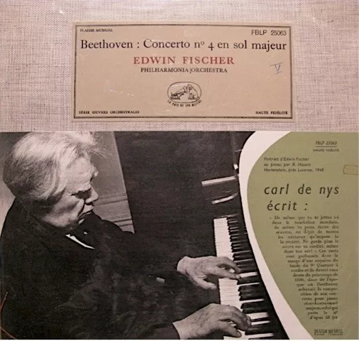 ++EDWIN FISCHER/PHILHARMONIA ORCH. concerto 4 sol majeur BEETHOVEN LP 25cm VG++