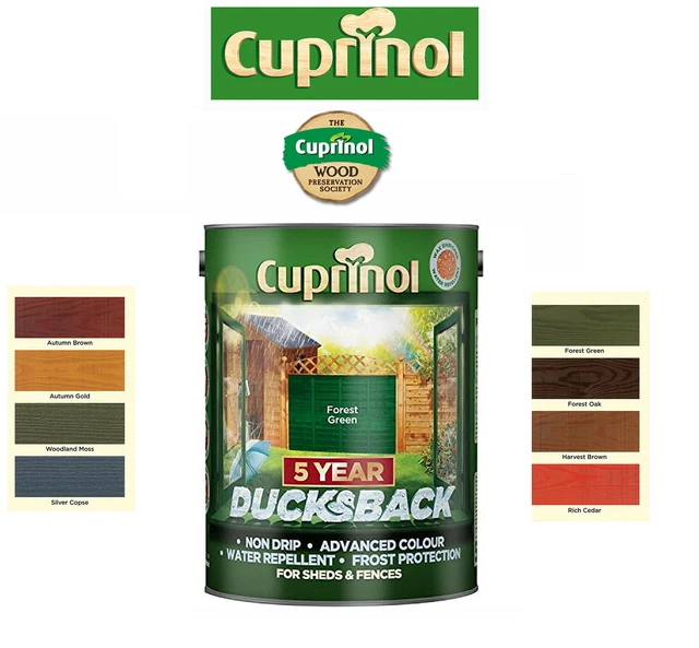 Cuprinol Ducksback 5 Litre Garden Wood Paint - Non-Drip Fence & Shed Paint, UK Made, Various Colours 3 thumbnail image