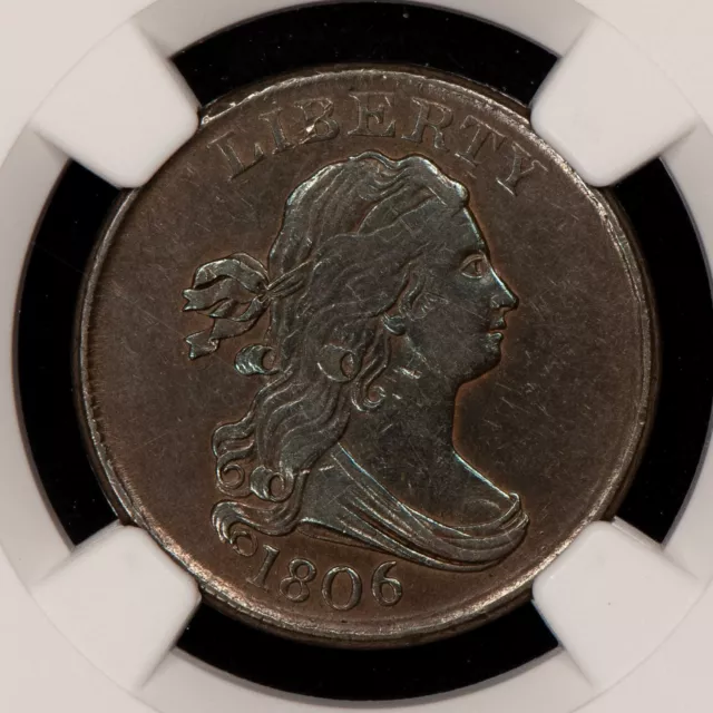 1806 1/2c Draped Bust Half Cent - Luster - Strong EA - NGC AU Dets - SKU-B3747