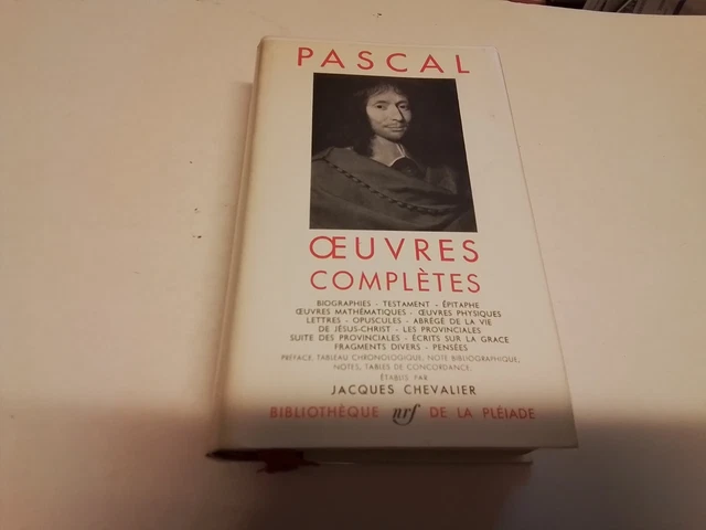 PASCAL - OEUVRES COMPLETES- BIBLIOTHEQUE DE LA PLEIADE - 1954, 6d24 PASCAL - OEUVRES COMPLETES- BIBLIOTHEQUE DE LA PLEIADE - 1954, 6d24