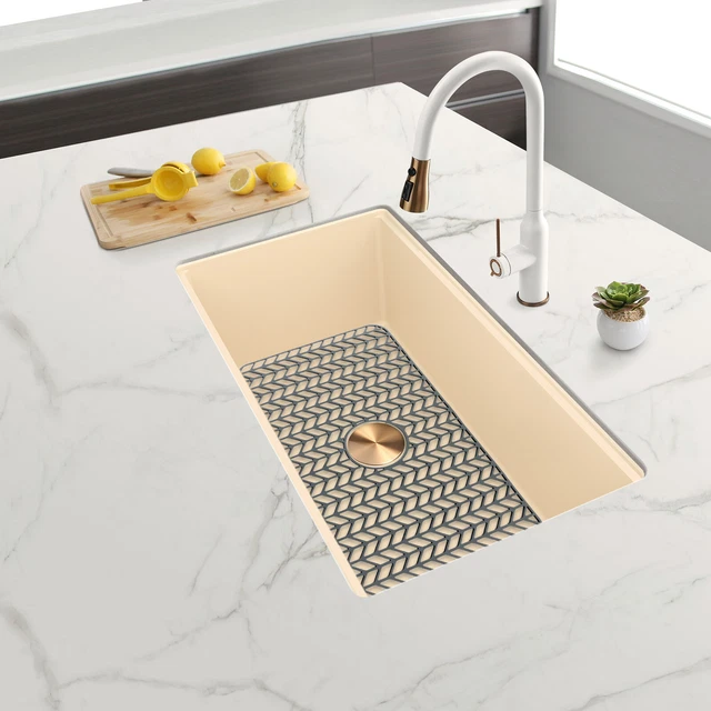 Silicone Sink Mat Grid Kitchen Protector Pad Non-slip Grey Drain Sink 26x14 inch
