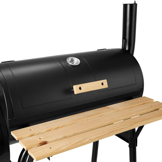 BBQ Holzkohlegrill Barbecue Smoker Grill Grillwagen Standgrill mit Thermometer 6