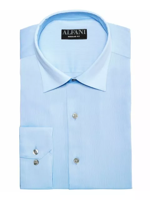 ALFANI Mens Light Blue Collared Dress Shirt 18.5 3435