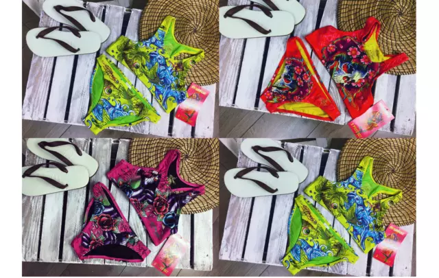 Ed Hardy Girls Summer Bikini Set in Red Hot Pink and Lemon 2 - 14 Years BNWT !!!