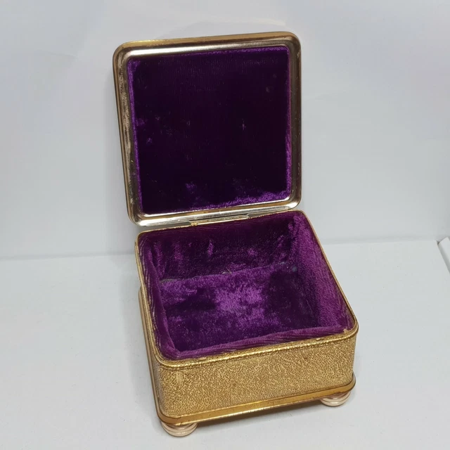 P&O gilt Trinket Box 78x40mm Verdigris on hinge with damage to hinge