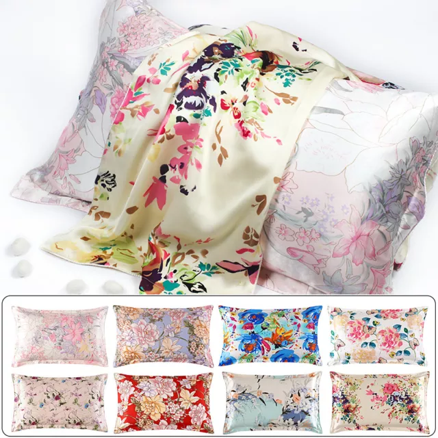 Mulberry Silk Pillowcase 25momme Floral Genuine Silk Sleep Pillow Cover Counter