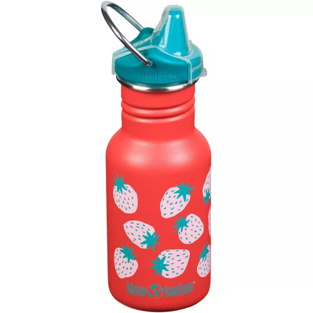 Klean Kanteen Kid Sport 355ml Botella de Agua Sippy Cap Coral Strawberries