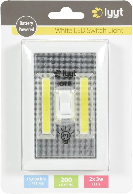 LED SWITCHED LIGHT Battery Operated Ultra Bright White Wall Light 3x ...