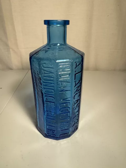 Vintage Wheaton Blue Glass Bottle Col Sam Johnson Jaundice Bitters