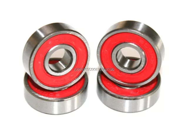 4 Pack! 608Rs Abec 9 608-2Rs Red Bearings For Push Stunt Scooter Wheels