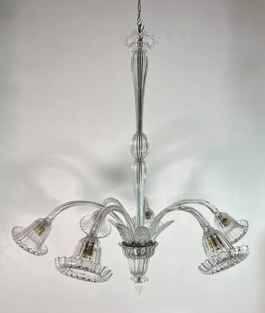Lampadario Vetro Murano Classico Attr. Barovier Vintage Chandelier Glass '900