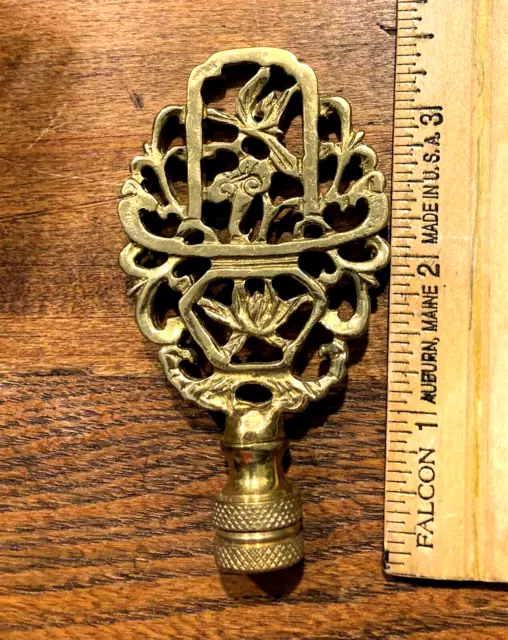 Solid Brass Custom Cast Tall Floral Basket Finial New Old Stock