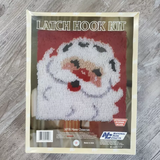 Kit de gancho con pestillo de vacaciones de Navidad National Yarn Crafts Santa 12 x 12 XP78 EE. UU. nuevo