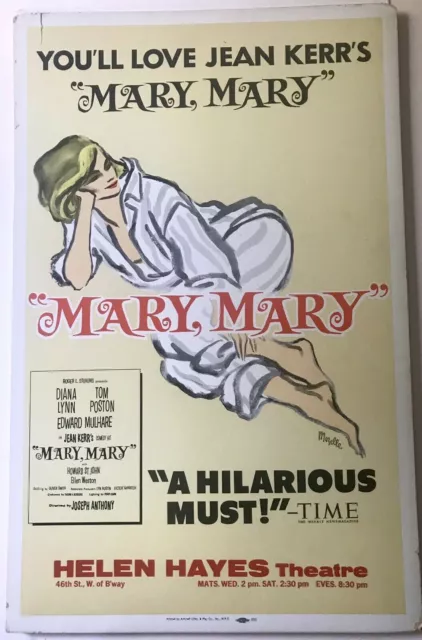 MARY MARY Jean Kerr 14" x 22"Mozelle Thompson art Tom Poston Edward Mulhare 3