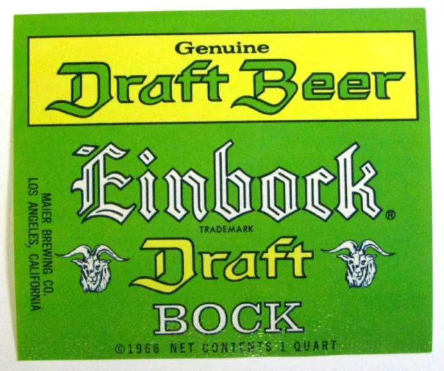 Maier Brewing EINBOCK DRAFT beer labels CA  1qt