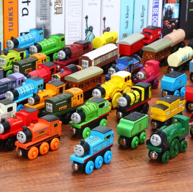 Wooden Magnetic Railway Train The Tank Engine Tender Toys Truck Cars XMAS Gift*