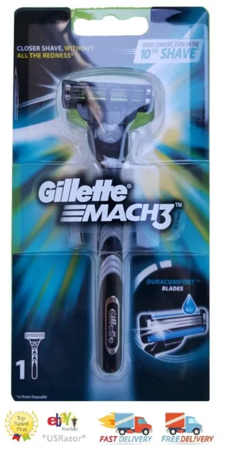 Gillette Mach3 RAZOR Handle+Refill Cartridge Shaver Use w Turbo M3 power Blades