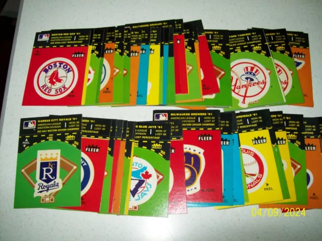 1981 Fleer Baseball Mlb Baseball Team Logo Stickers - Lot Of 63 Stickers Nice