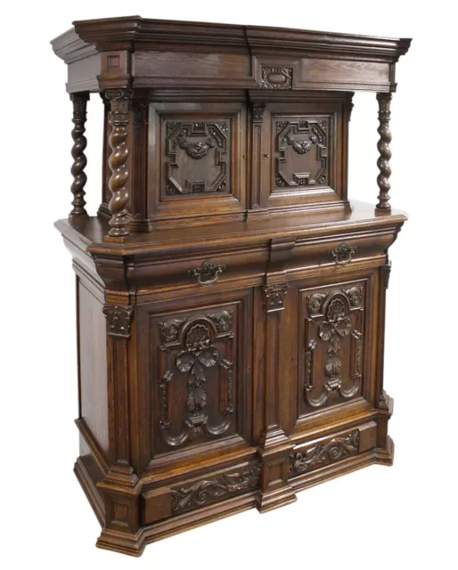 Schrank Kredenz Buffet Gründerzeit um 1880 aus Eiche massiv B: 167 cm (11025)