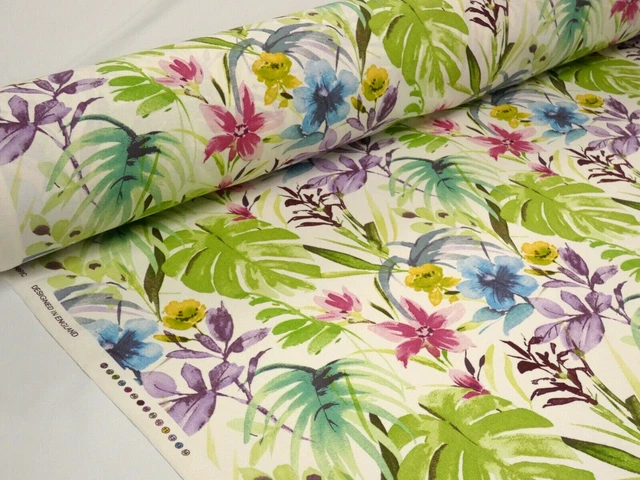 5m of FRYETTS FUNCHAL SUMMER Cotton Fabric with a Tropical Palm Leaves design