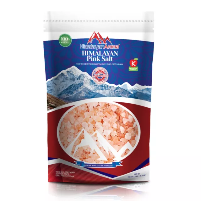 2.2 LB, Organic Himalayan Pink Salt, Sea Salt, Coarse Grain, Packaged in USA