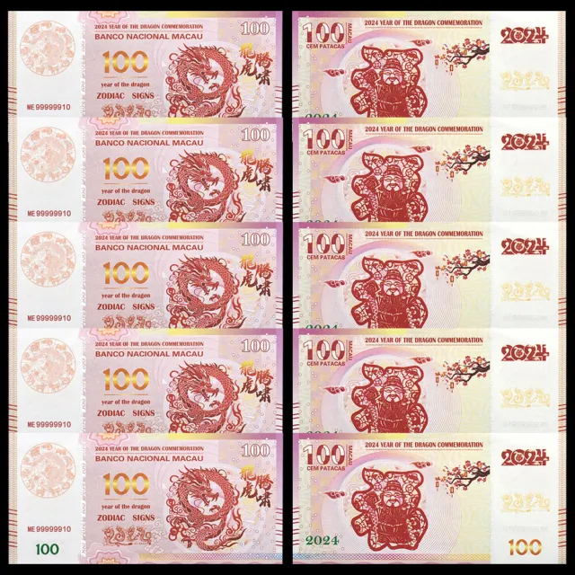 Chinese Dragon 100 Yuan Banknotes 2024 Zodiac Year Commemorative Uncurrency Gift