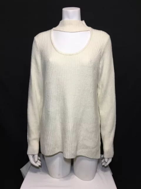 KENSIE Medium Sweater off White Color Ribbed Long Sleeve