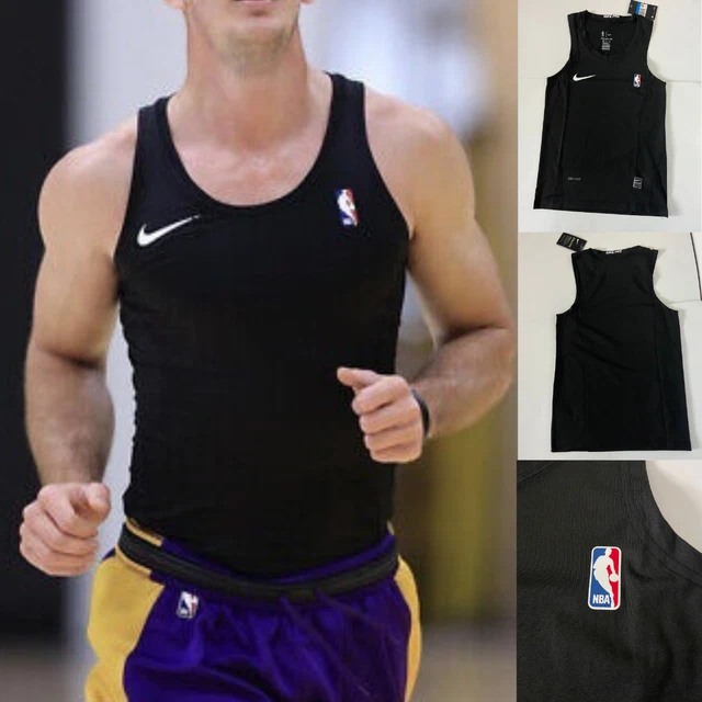 NIKE PRO NBA Team Issue Compression Tank BLACK and WHITE Shirt