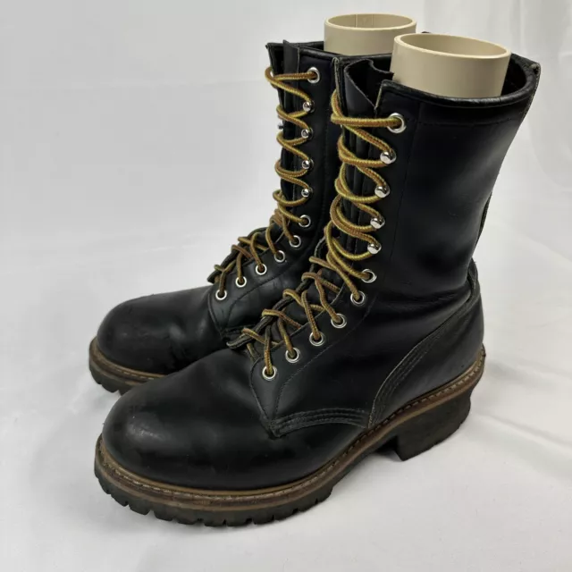 RED WING LOGGER Boots Mens 8.5 D Black Leather Steel Toe USA Made Work ...