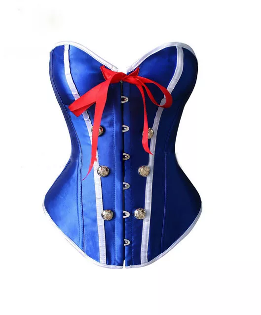 Sexy Burlesque Corset Basque Cincher Lingerie Bustier Sailor Captain Costume NR