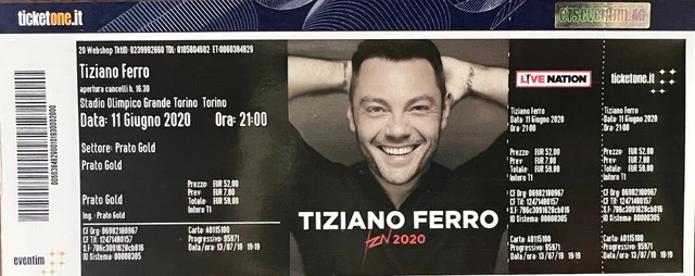 1 Biglietto Concerto Tiziano Ferro Torino 11 Giugno 2023
