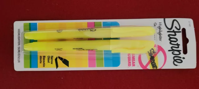 Sharpie Pocket Accent Highlighters, Narrow Chisel, Smear Guard 2-PACK SEALED