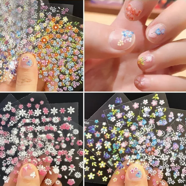 50 3D Sheet Flower Decal Transfer Manicure Nail Art Stickers Tips Decoration DIY 3