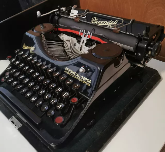 alte Rheinmetall Borsig Schreibmaschine Koffer Sömmerda Thüringen antik von 1936 3